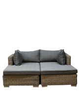 Lazice Lounge, Sofa two split, Gray Cushions, Weatherproof wicker